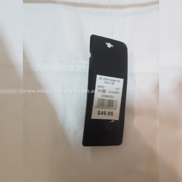 Crossroads Size 22 White Denim Short Sleeve Jacket NEW - Picture 3 of 4